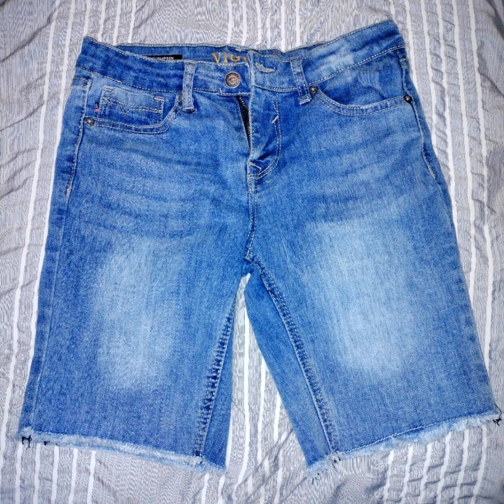 Vigoss Womens Shorts Adult Size 16 Bermuda Medium Wash Denim Pocket Long Inseam